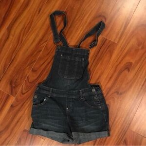Wallflower Black Denim Short Overalls